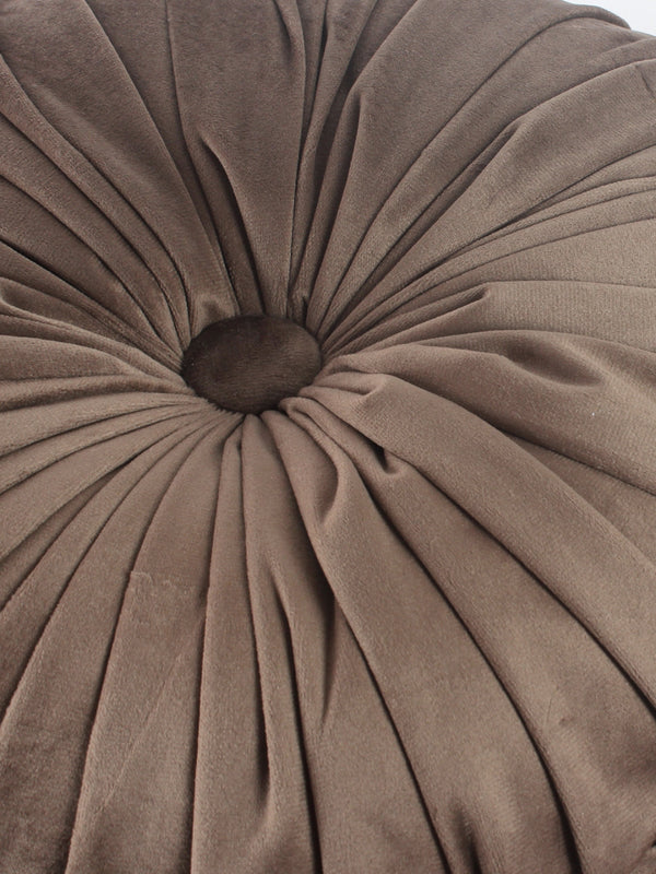 Brown Set of 2 Solid Patterned Round Shape Cushions