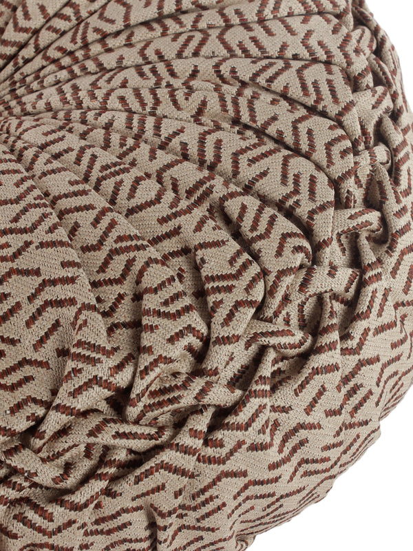 Beige & Brown Set of 2 Geometric Patterned Round Shape Cushions