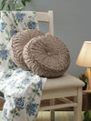 Beige & Brown Set of 2 Geometric Patterned Round Shape Cushions