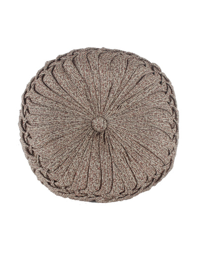 Beige & Brown Set of 2 Textured Patterned Round Shape Cushions