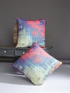Blue and Red Set of 2 Cushion Covers 24x24 Inch