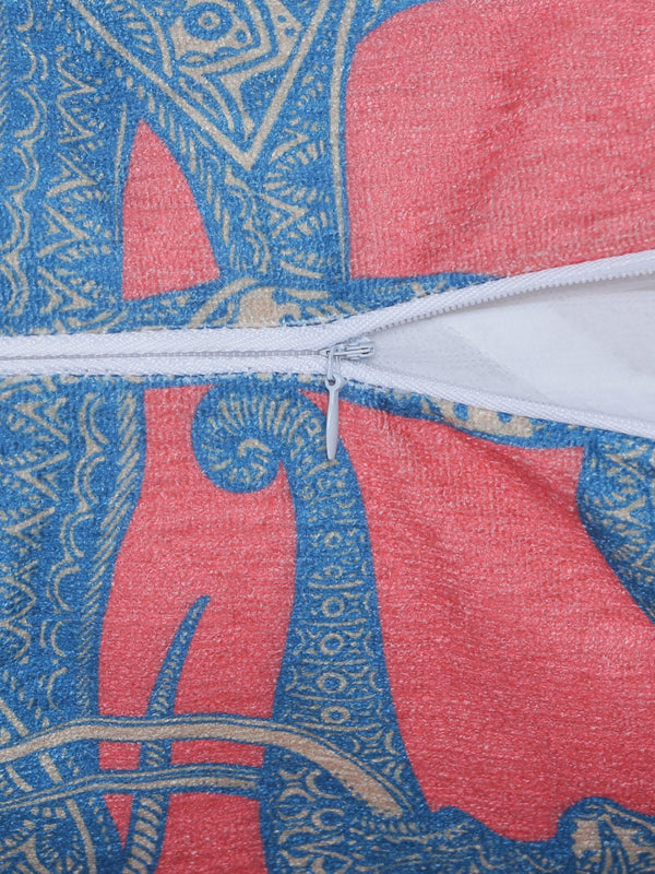 Blue and Dark Pink Set of 2 Cushion Covers 24x24 Inch