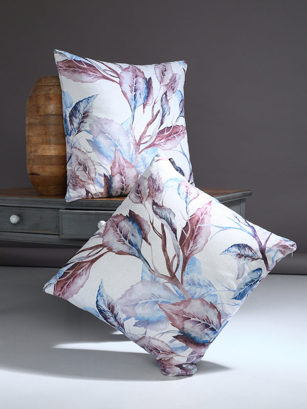 Brown and Off White Set of 2 Cushion Covers 24x24 Inch