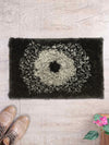 Black geometric Polyester Shaggy Anti-Skid Doormat