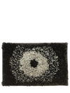 Black geometric Polyester Shaggy Anti-Skid Doormat