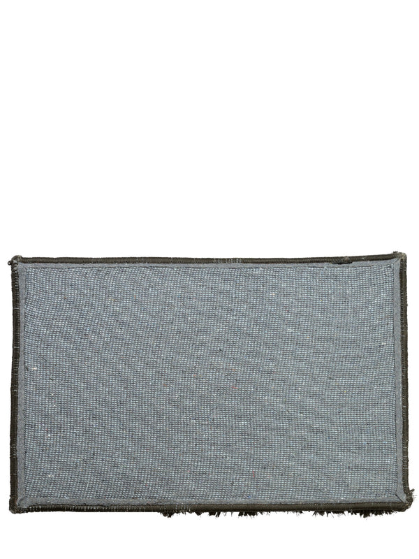 Black geometric Polyester Shaggy Anti-Skid Doormat