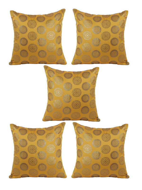 Gold Set of 5 Polyester 16 Inch x 16 Inch Cushion Covers