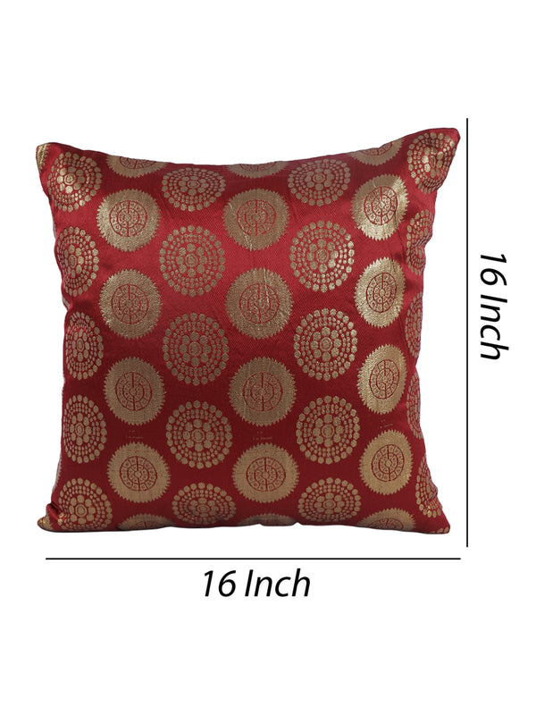 Maroon & Gold Set of 5 Polyester 16 Inch x 16 Inch Cushion Covers