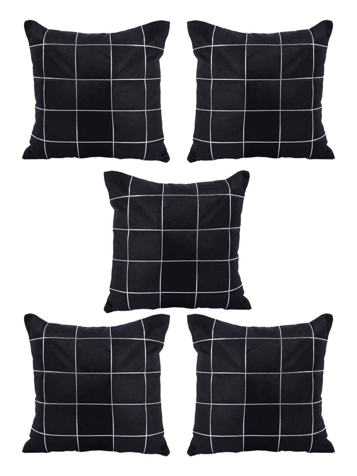 Black Set of 5 Polyester 16 Inch x 16 Inch Cushion Covers