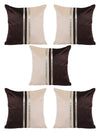 Brown & Beige Set of 5 Polyester 16 Inch x 16 Inch Cushion Covers