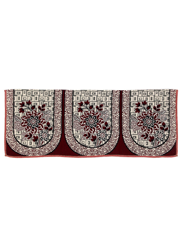 Maroon & Beige Floral Patterned 5 Seater Sofa Cover Set