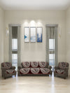 Maroon & Beige Floral Patterned 5 Seater Sofa Cover Set