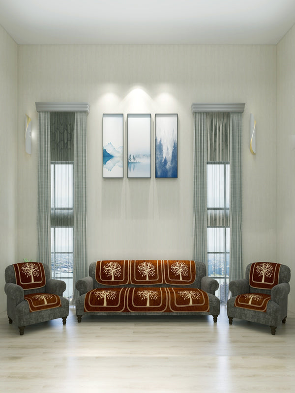 Romee 6-pieces rust tree patterned 5-seater sofa covers sofacpl50