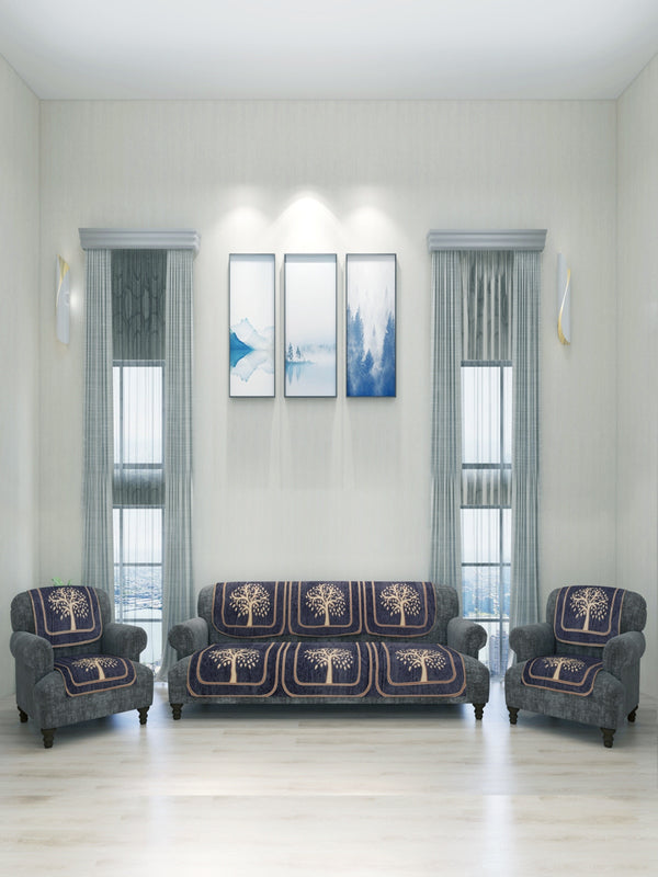 Romee 6-pieces blue tree patterned 5-seater sofa covers sofacpl53