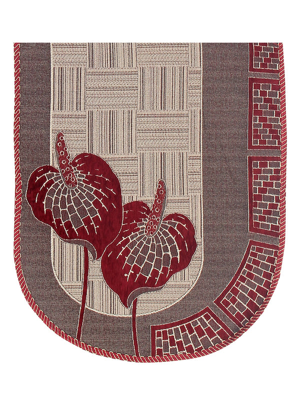 Maroon & Beige Abstact Patterned 5 Seater Sofa Cover Set with Arms Cover