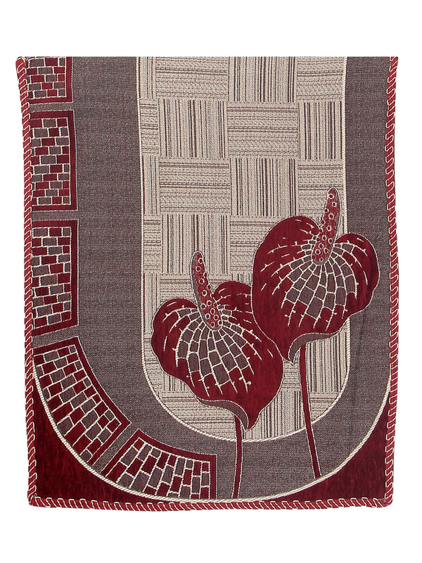 Maroon & Beige Abstact Patterned 5 Seater Sofa Cover Set with Arms Cover