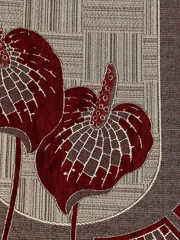 Maroon & Beige Abstact Patterned 5 Seater Sofa Cover Set with Arms Cover