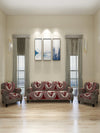 Maroon & Beige Abstact Patterned 5 Seater Sofa Cover Set with Arms Cover
