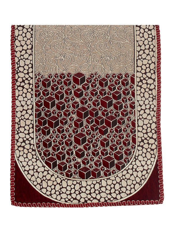 Abstact Design Sofa Cover 5 Seater With Arms Cover, (12 Pieces) - Maroon & Beige