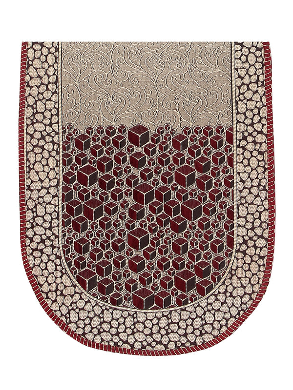 Abstact Design Sofa Cover 5 Seater With Arms Cover, (12 Pieces) - Maroon & Beige