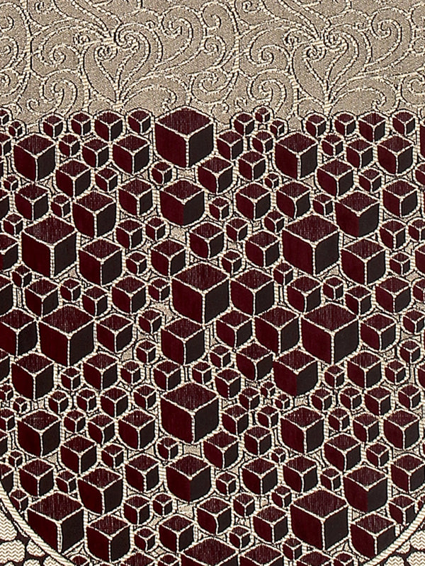 Abstact Design Sofa Cover 5 Seater With Arms Cover, (12 Pieces) - Maroon & Beige