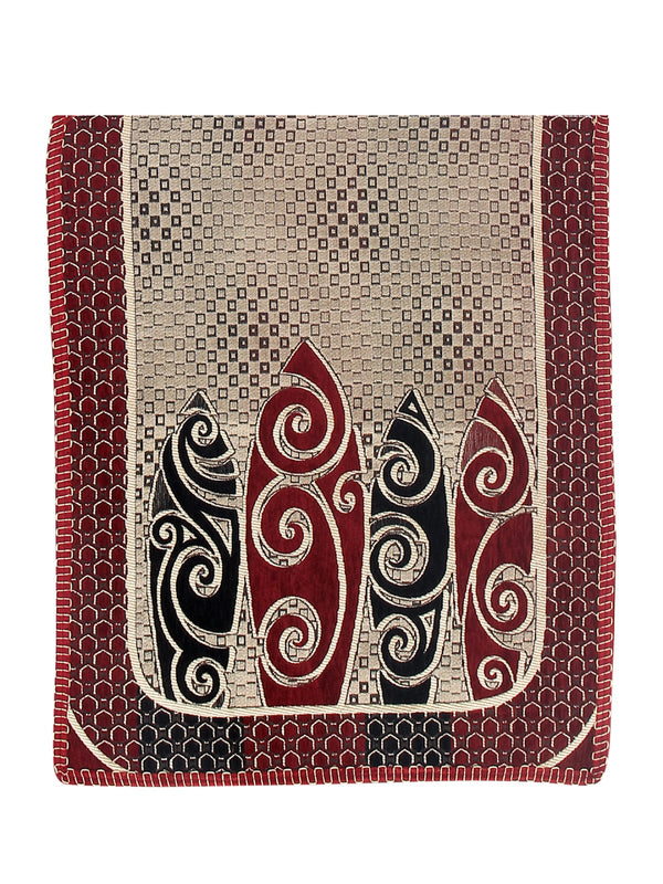 Abstact Design 5 Seater Sofa Cover Set with 6 Arms Cover, (12 Pieces) - Beige & Maroon