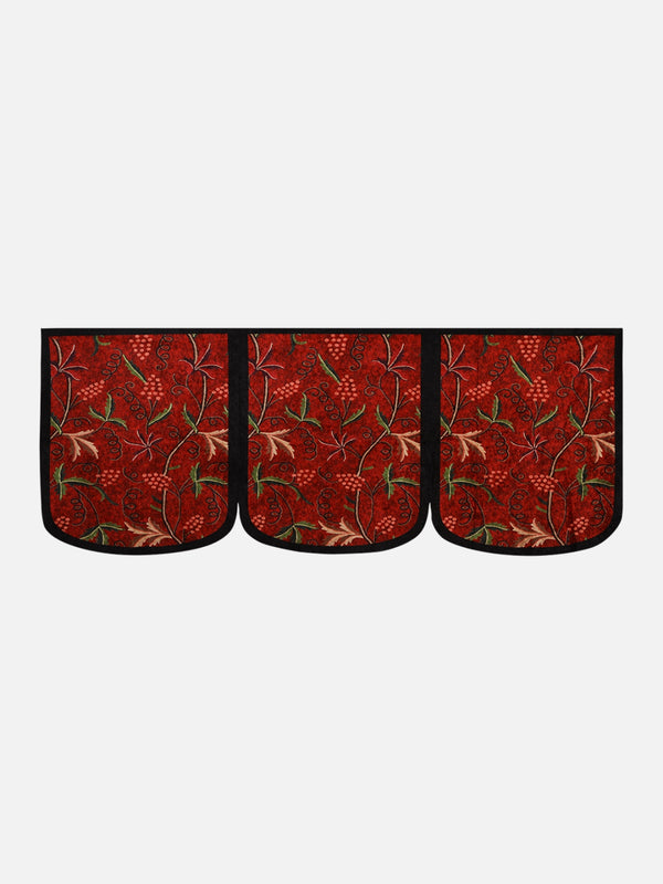 6-Pieces Red Woven Design 5-Seater Sofa Covers