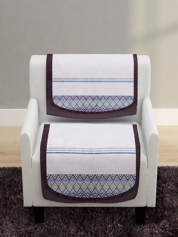 6-Pieces Off White Woven Design 5-Seater Sofa Covers