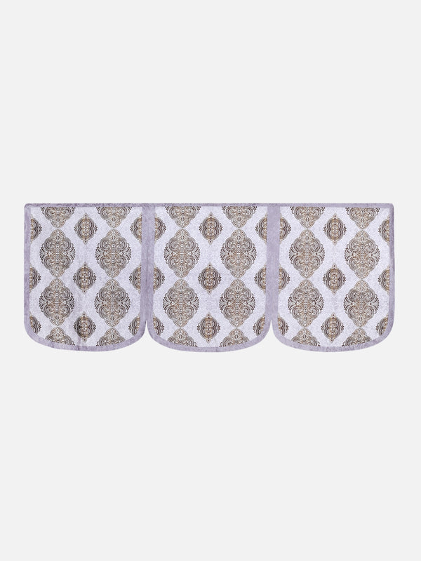 6-Pieces Silver & White Woven Design 5-Seater Sofa Covers