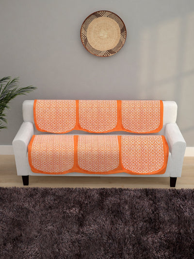 6-Pieces Orange Woven Design 5-Seater Sofa Covers