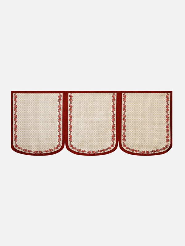 6-Pieces Beige & Maroon Woven Design 5-Seater Sofa Covers