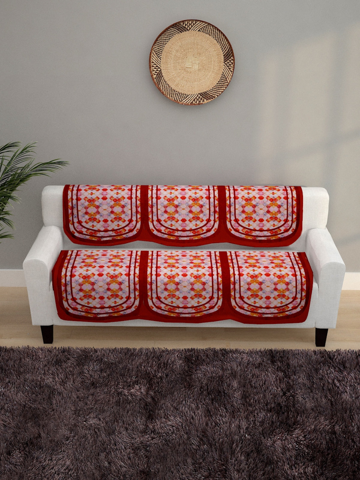 6-Pieces Multicolor Woven Design 5-Seater Sofa Covers