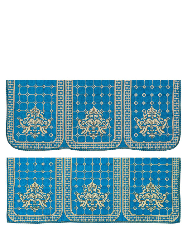 Turquoise Blue & Beige Set of 6 Sofa Covers