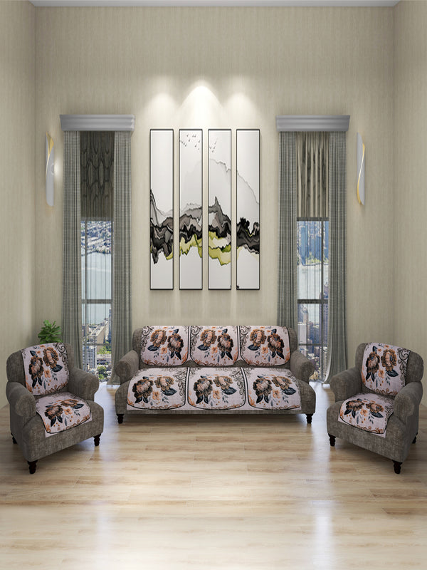 Beige & Orange Set of 6 Sofa Covers