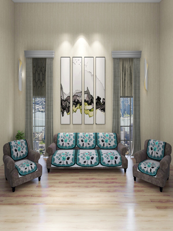 Turquoise & Silver Set of 6 Sofa Covers