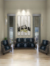 Grey & Silver Damask Patterned 5 Seater Sofa Cover Set