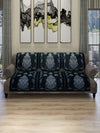 Grey & Silver Damask Patterned 5 Seater Sofa Cover Set