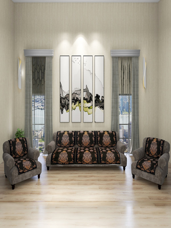 Brown & Gold Set of 6 Sofa Covers