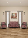 6-Pieces Beige & Maroon Floral Design 5-Seater Sofa Covers