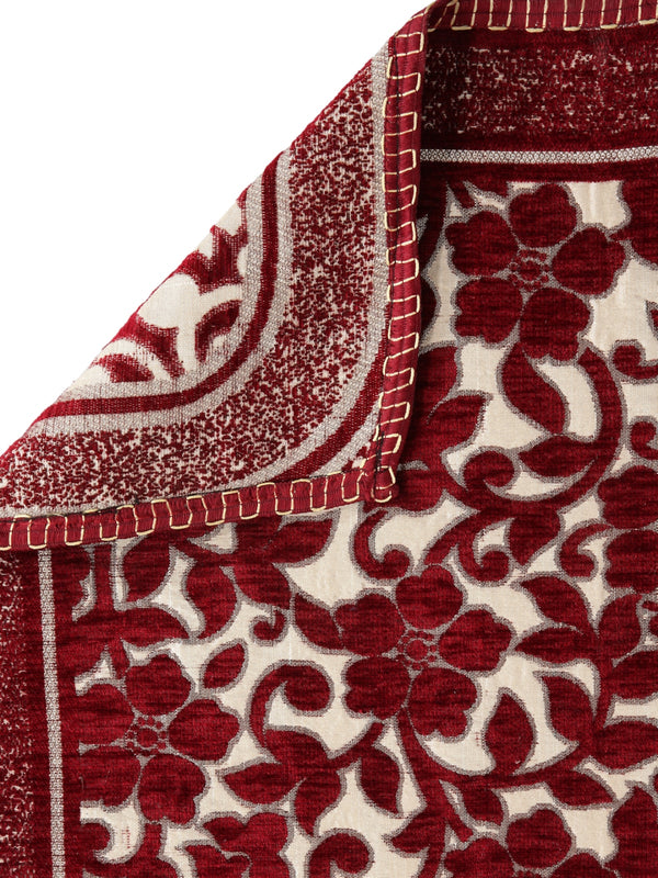 6-Pieces Beige & Maroon Floral Design 5-Seater Sofa Covers