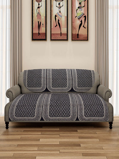 Romee 6-pieces grey geometric patterned 5-seater sofa covers slpss69