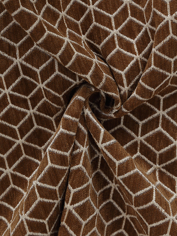 Romee 6-pieces brown geometric patterned 5-seater sofa covers slpss70