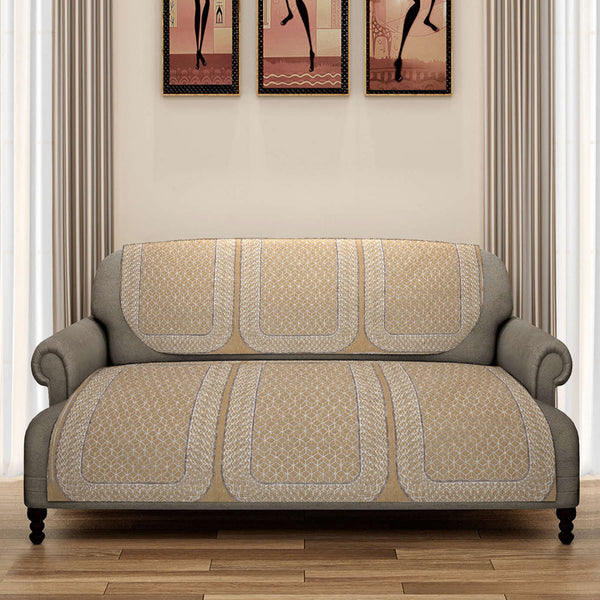 Romee 6-pieces beige geometric patterned 5-seater sofa covers slpss72