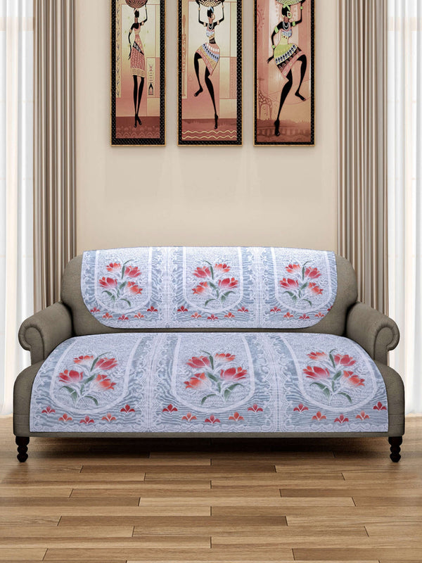Romee 6-pieces blue & white floral patterned 5-seater sofa covers slpss75