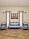Romee 6-pieces blue & white damask patterned 5-seater sofa covers slpss78