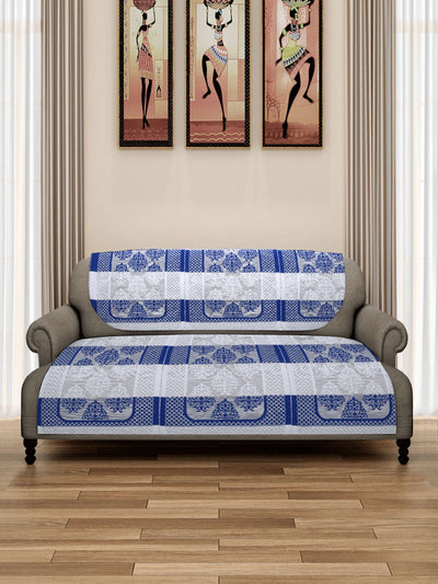Romee 6-pieces blue & white damask patterned 5-seater sofa covers slpss78