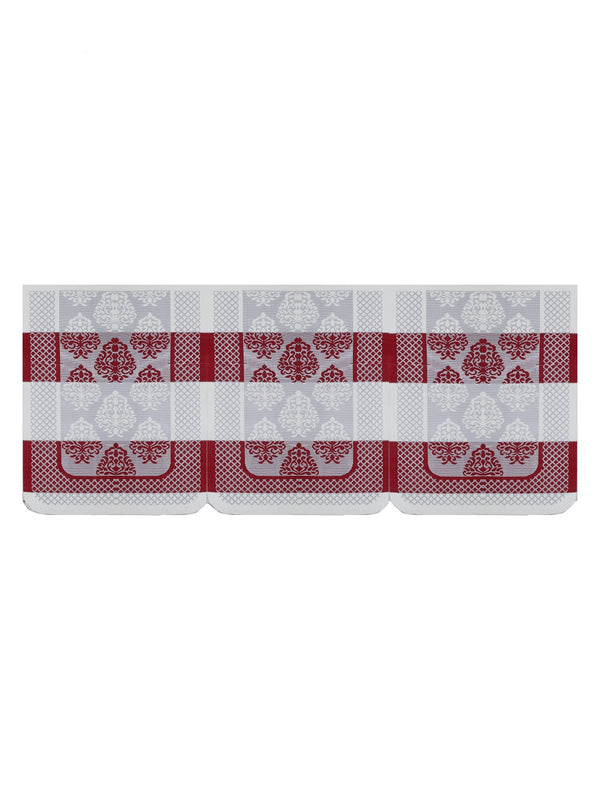 Romee 6-pieces maroon & beige damask patterned 5-seater sofa covers slpss79