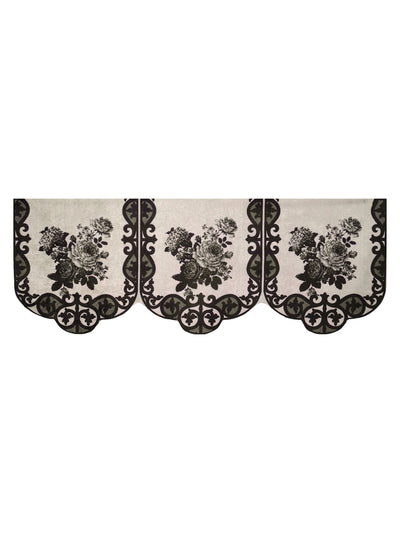Romee 6-pieces beige & black floral patterned 5-seater sofa covers slpss84