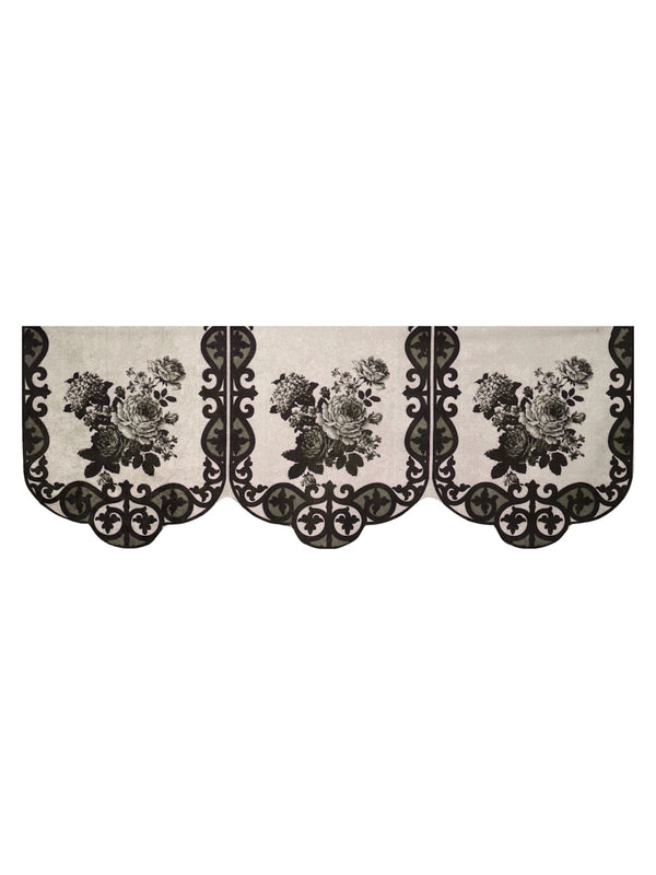 Romee 6-pieces beige & black floral patterned 5-seater sofa covers slpss84