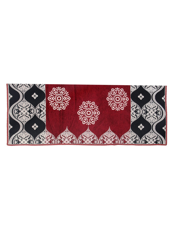 Damask Design Sofa Cover Set of 5 Seater, (6 Pieces) - Maroon